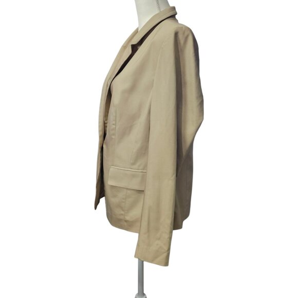 Lane Bryant Modernist Single Breast Cotton Blend Tan Jacket Blazer - Picture 5 of 9